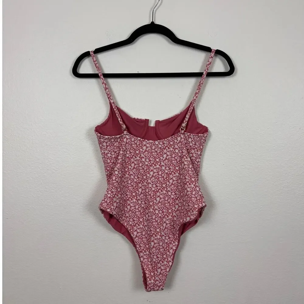 NWT B Swim Jetty Florecita Pink White Floral One Piece Swim Suit Small